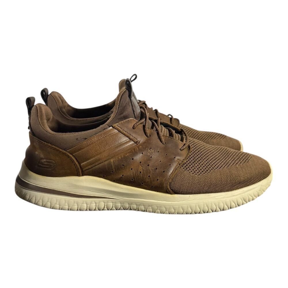 Skechers Men’s 210238 CDB Leather Casual Sneakers Brown Size 13